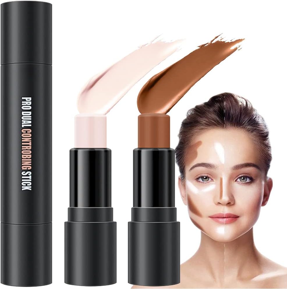 evpct 2In1 Cream Contour Stick Contouring Concealer Sticks Makeup Face Cream Kit for Beginners Creamy Contour and Highlight Stick contorno base de maquillaje para mujer en oferta 01 Ivory & Brown