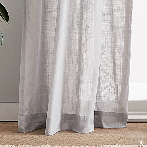 Peri Home Sheer Cotton Tie Tab Window Curtain Panel Pair, 84", Silver #TOP2