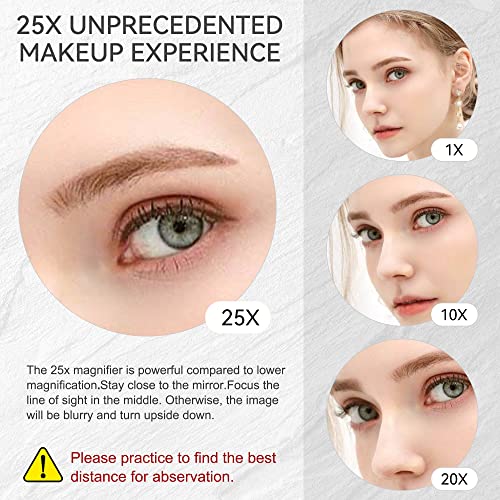 25X Magnifying Mirror With Handle,5In Double Sided 1X/25X Magnifying Makeup Mirror And 3.5In 10X Compact Mirror With Suction Cups,Travel Magnifying Makeup Mirror,Perfect For Blemish/Blackhead Remover… #TOP1