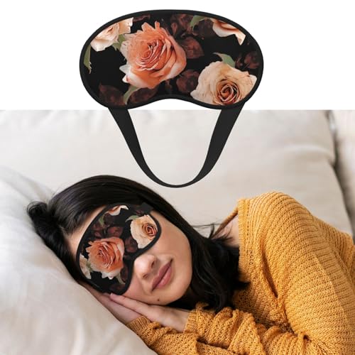 睡眠用アイマスク 通気性 遮光スリープマスク ブラックピーチローズナイト目隠し ソフト 快適 ナイトアイスリープシェードカバー 男女兼用 ホームナップ用アイカバー
