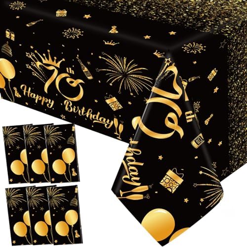 6 Pack 70th Birthday Tablecloth, Disposable Plastic 1955 Table Co...
