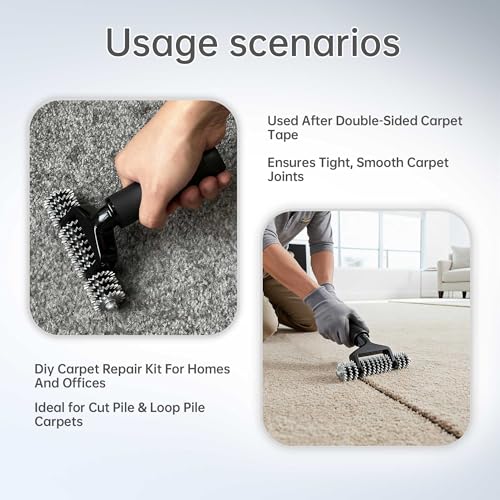 Image of Carpet Patch Repair Kit with 5-Inch Star Wheel Seam Roller and 16ft Double-Sided Carpet Joining Tape, DIY Carpets Repair Kit for Homes and Offices
