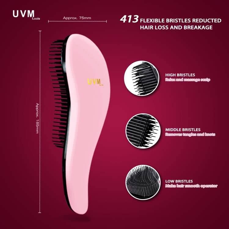 UVM Tools Detangler Hair Brush, Detangling Hairbrush for Women Girls and Kids, glide the Detangle Brush for Wet Fine, Curly - Image 4
