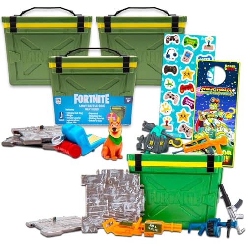 Fortnite Blind Box Party Favors Set - Bundle with 3 Loot Battle Box Mystery Toys Plus Stickers | Fortnite Figurines for Kids