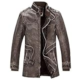 Reißverschluss YRFDM Daunenjacke,Winterjacke Männer Verdicken Warme Casual Stehkragen Lederjacken Herren Windbreaker Oberbekleidung Mäntel Plus Größe 4XL Mantel, braun, XXXL