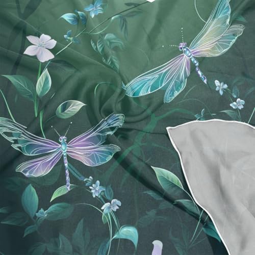 Women's Square Silk Hair Scarves and Wraps Headscarf Iridescent Dragonflies Head Neck Scarf Bandana 24inch4