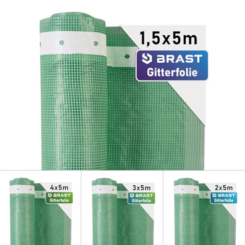 BRAST Gitterfolie Gewächshausfolie 250 g/m | 20 Größen | Breite: 1 54m | Länge: 515m | Grün | verstärkter Nagelrand | UV-beständig lichtdurchlässig witterungsbeständig wasserdicht | 1 5x5m