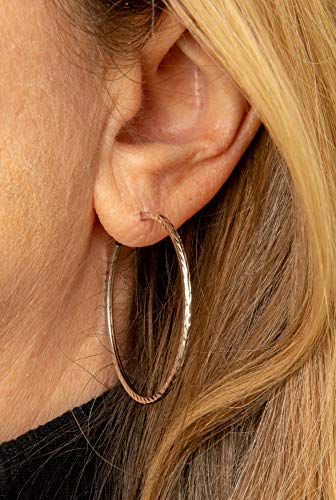 14K Yellow or White Gold Diamond Cut Square Tube Continuous Endless Hoop Earrings, 15-60mm (1.35mm Tube)4