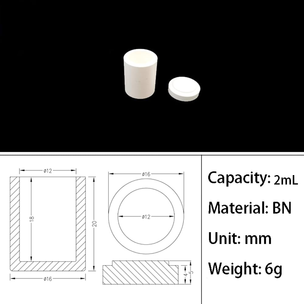 SINM Boron Nitride Ceramic Crucible Without Lids, BN Ceramic Furnace Crucible, High Temperature Resistant, for Silicate Melting/Metal Smelting/Crystal (2ml - 16 * 12 * 20mm, Capacity-OD*ID*Height)