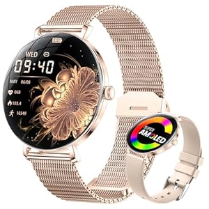 LIGE Smartwatch Damen mit Telefonfunktion, 1.43″ AMOLED Fitnessuhr, IP68 Wasserdicht, 180+ Ziffernblätter Smart Watch, Menstruationszyklus, Armbanduhr für Android iOS, Schrittzähler, Pulsuhr, Rosegold