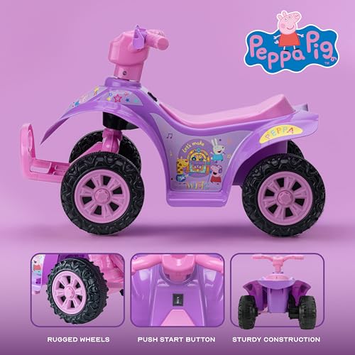 Image of Peppa Pig - 6V Kids Ride-On ATV with Rechargeable Battery and Reverse Drive