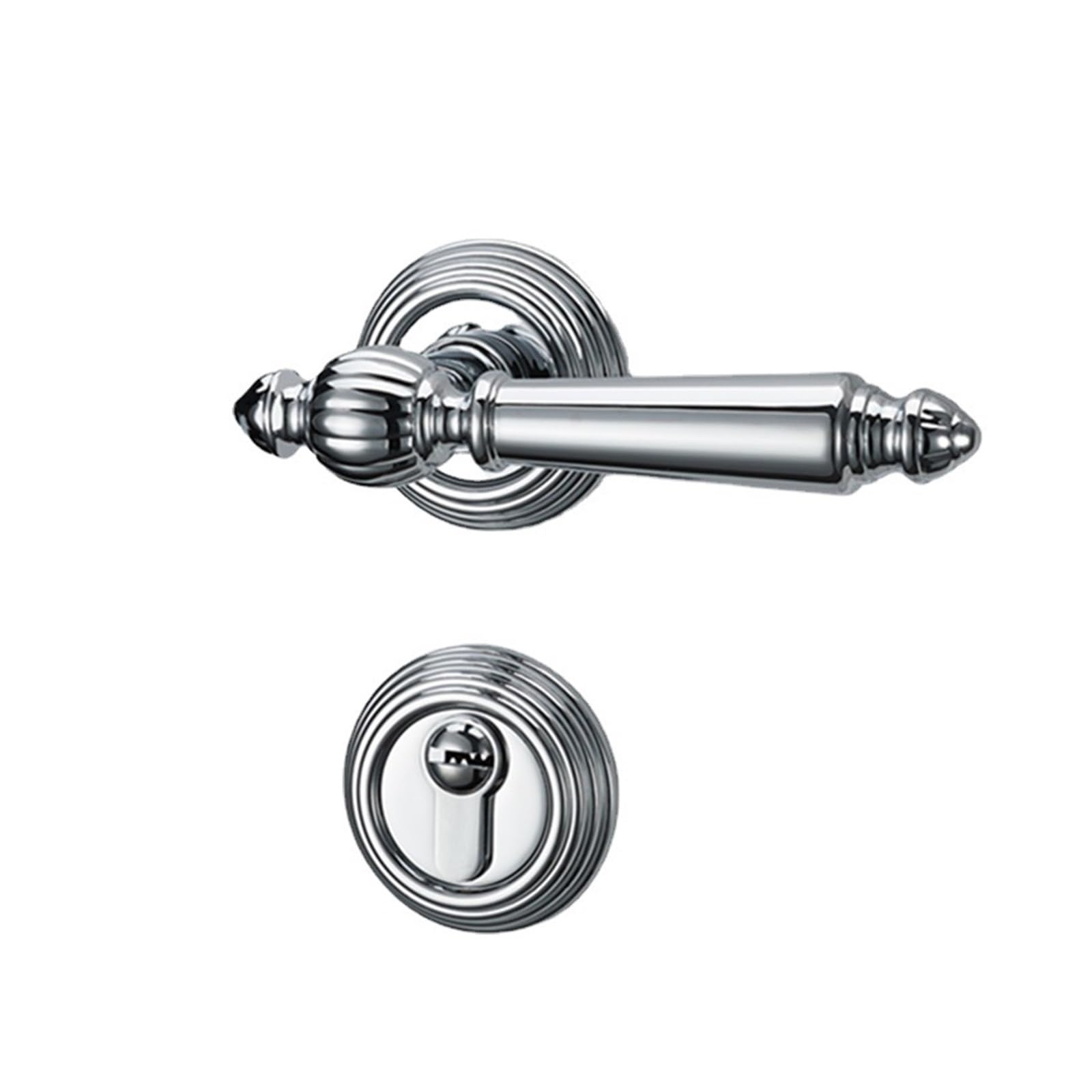 Błyszczący Srebrny Francuski Styl Magnetyczny Cichy Gra Blokada | Sypialnia Francuski Styl Magnetyczny Cichy Zestaw Błyszczący Srebrny Uchwyt(B Magnetic Suction 35-50mm)