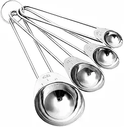 Kit de Colheres Medidoras em Aço Inox, 4 Peças, 18 cm de Comprimento, Multicolorido