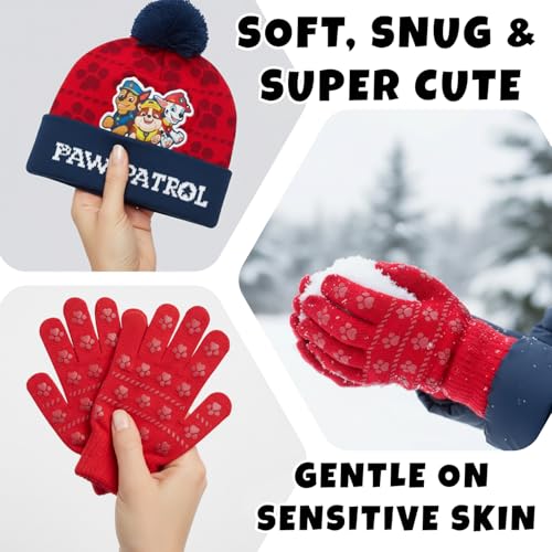 Image of Nickelodeon Paw Patrol Boys Winter Hat and Mitten or Glove Set (Age 2-7)