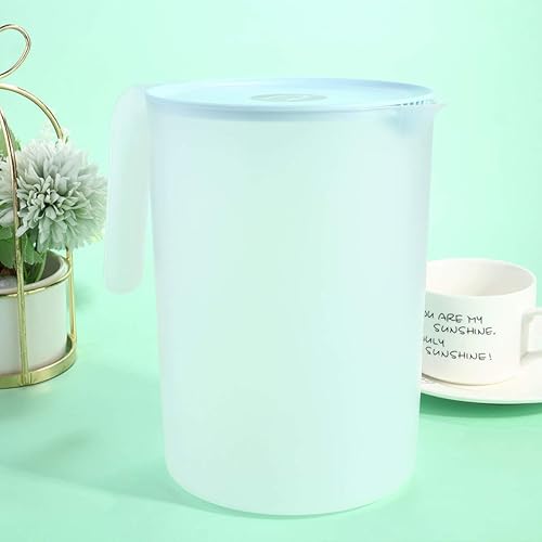 Miniatura 7 de Cabilock Jarra de plástico de 84.5 fl oz, jarra de té helado con tapa y asa, jarra de agua fría y caliente, jarra de agua para jugos, bebidas,