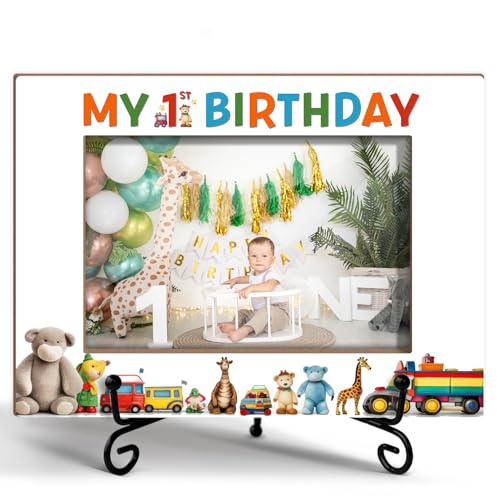 BSNZZIO My First Birthday Photo Frame, Memorial Gifts For Women Mom Dad, Fit 4x6 Picture Frame With Stand Home Desk Decor Tabletop Display, Horizontal -Txk78