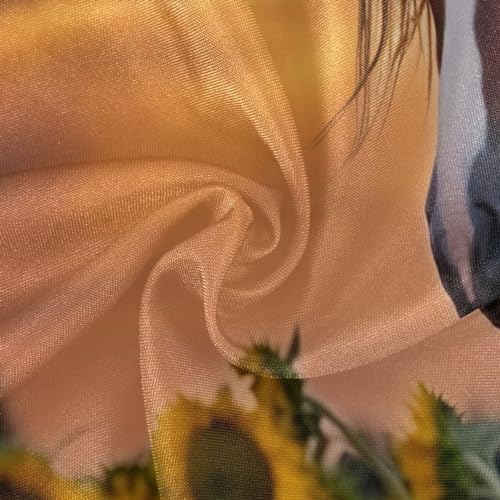 Haskirky 60 Inch Horse Sunflowers Round Picnic Tablecloth Outdoor Waterproof with Zipper Umbrella Hole Polyester Table for Outdoor Party Picnic, B01Z20019