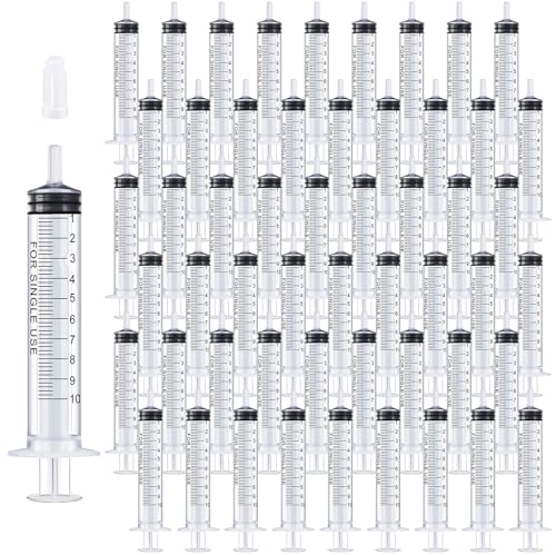 Image of 10ml Syringes Bulk 200 Pack Plastic Large Syringe with Tip Cap, Measuring Oral Syringe for Scientific Labs, Feeding Pets, Measurement,Refilling, No Needle, Individually Sterilized Sealed