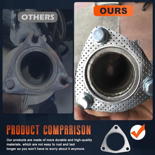 Image of 2PCS Car Exhaust Flange Gasket, Reinforced 2 Bolt 2.5 Inch High Temperature Seal for Exhaust System, Car Accessories Universal Muffler Gasket