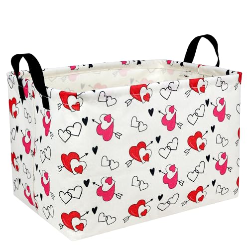 Image of Cute Heart Valentine's Day Basket for gifts empty Storage Basket for Kid and Baby Room Decor (Arrow Red Love)