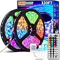 CHARKEE LED Strip Lights 130ft (2 Rolls of 65.6ft) Ultra Long RGB Color Changing LED Light Strips Kit with 44Keys Remote for Bedroom, Kitchen, Home Decor, Room, Dorm Room, DIY Mode