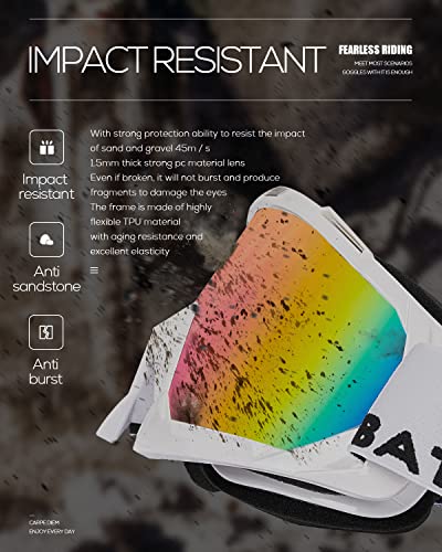 Image of BATFOX Dirt Bike ATV Goggles Motorcycle Gear Riding Motocross Dirtbike 4-Wheeler MX DH Accessories Goggles Glasses for Men Women Youth UV400 Protection Dust-proof Anti-Slip Strap