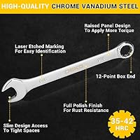 DEKOPRO Combination Wrench Set, SAE&Metric, 30-piece, 1/4'' to 1'' & 8-22mm, 12-Point, Chrome Vanadium Steel, with Plastic Tray — image 3