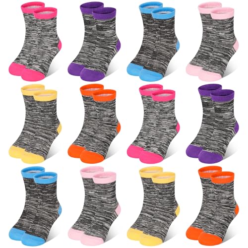 Image of 12 Pairs Kids Cotton Crew Socks, Unisex School Socks Ages 1-13