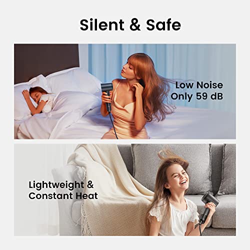 Laifen Hair Dryer, Negative Ionic Blow Dryer With 110, 000 Rpm Brushless Motor For Fast Drying, High-Speed Low Noise Thermo-Control Hairdryer With Magnetic Nozzle, For Home, Travel(Jet Black) #TOP5