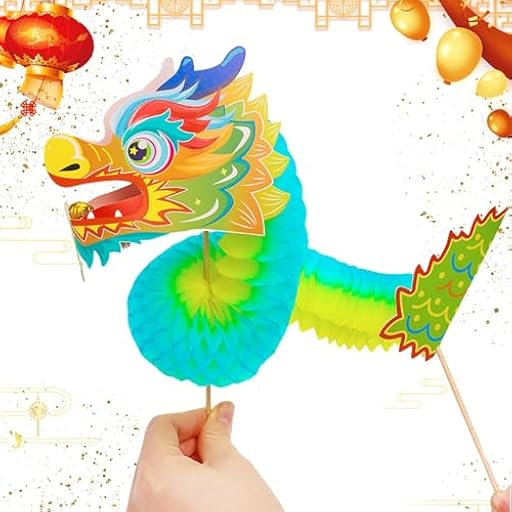 Marioneta de dragón de papel, guirnalda de dragón de papel chino 3D portátil, kit de marionetas de Año Nuevo, decoraciones de fiesta de Año Nuevo para fiestas de festivales chinos | Ya disponible en tu tienda friki favorita! En mundofriki.es!