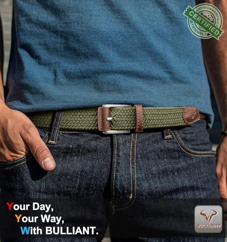 Image of BULLIANT Men's Woven Braided Stretch Web Golf Belt 1 3 /8 inch-Gift Boxed