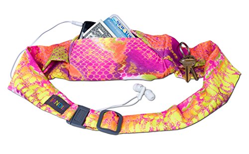 BANDI Women's Pocketed Travel and Running Belt (Neon Snake)