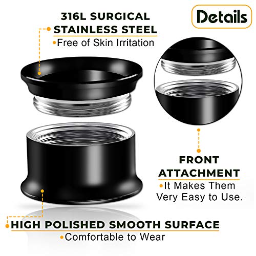 Internally Threaded Surgical Steel Black Double Flared Tunnel Piercing Jewelry Stretcher Ear Plug Earring Lobe Tunnel3