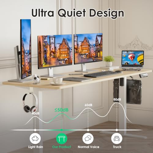 Image of STARY Electric Standing Desk Adjustable Height Sit Stand Home Office Desk with Splice Board