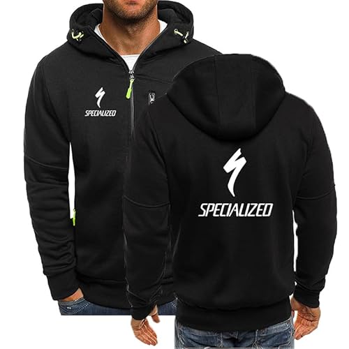 FirstCic - Chaquetas con capucha con cremallera para hombre y mujer con estampado SPE.ci_alized algodón clásico sudaderas con capucha casual ropa deportiva, Negro , XL