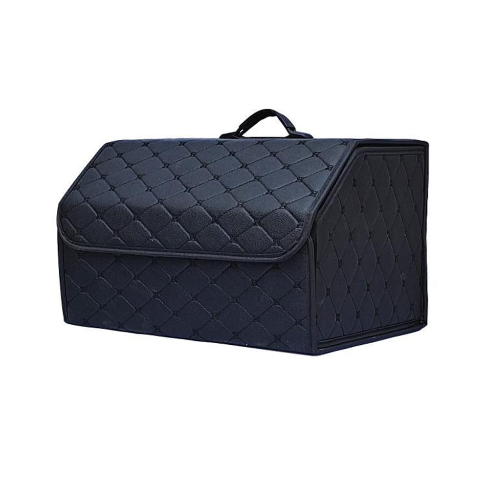 Wangsiwe Blackstyle Car Collapsible Trunk Boot Tidy Storage Organiser Box For Land Rover Range Rover Discovery Evoque Pu Leather Waterproof Multifunctional With Lid Foldable Organize,Black Style-M