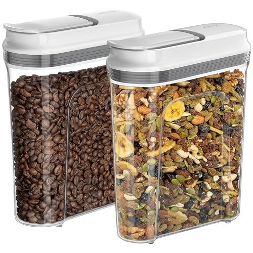 MR.SIGA 2 Pack Airtight Cereal Dispenser Set, Cereal Containers Storage Dispenser, BPA Free, 1.6 L / 54oz, Large, White
