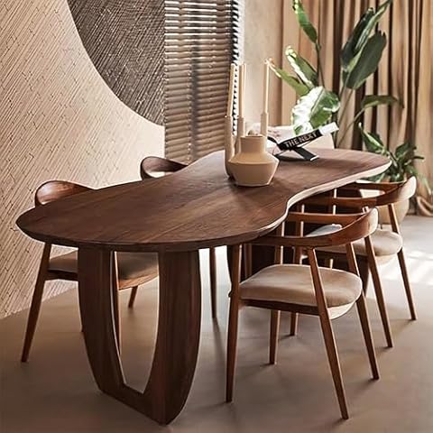 Lebolna Modern Solid Wood Dining Table,Double Pedestal Table Oval Kitchen Table Farmhouse Large Dining Room Table for 4,6,8,Without Chairs(63" W x 31.5" D x 29.5" H, Brown) Cover