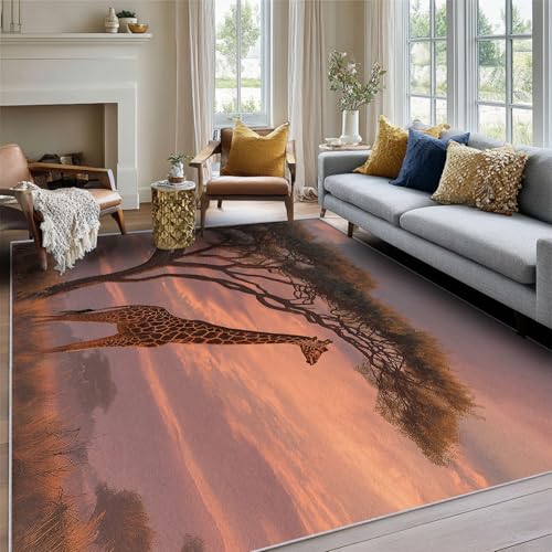 Tapis de salon girafe lavable pour chambre à coucher propre