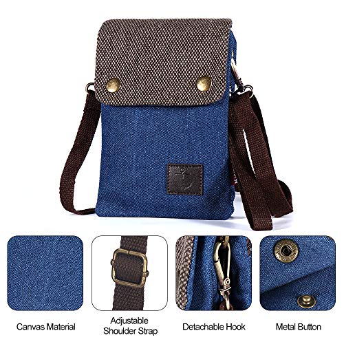 Becplt Canvas Small Crossbody Bags Shoulder Bag Messenger Bags Purse And Handbags Cell Phone Bag For Iphone 14 Pro 13 Pro Max Iphone 11 Iphone Xs Max 8 Plus 11 Pro Galaxy S22 S20 Plus S10+ (Dark Blue) #TOP3