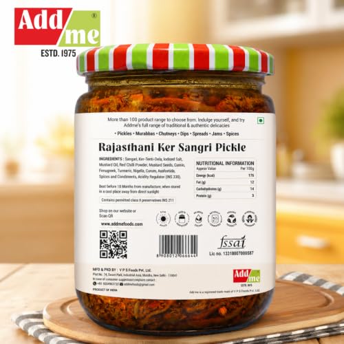 Image of Add me Rajasthani Ker Sangri Pickle In Mustard Oil 500gm | Homemade Tasty Flavour | Natural & Chemical-free Ingredients | Fresh Panchkuta Kair Sangri Pickle in Glass Jar