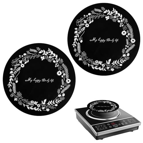 2pcs Induction Cooktop Mat, 9.57 Inch Diameter Silicone Induction Cooktop Protect Cover High Temperature Resistance Anti-Slip Anti-Scratch Induction Cooktop Protector