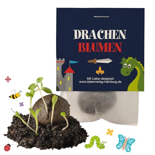 10x Drachen / Ritter Samenbomben als Mitgebsel Kindergeburtstag Jungen 4 bis 8 Jahre zum Ritter Geburtstag - Blumensamen Mitbringsel Kindergeburtstag Gastgeschenke & kleine Geschenke für Kinder