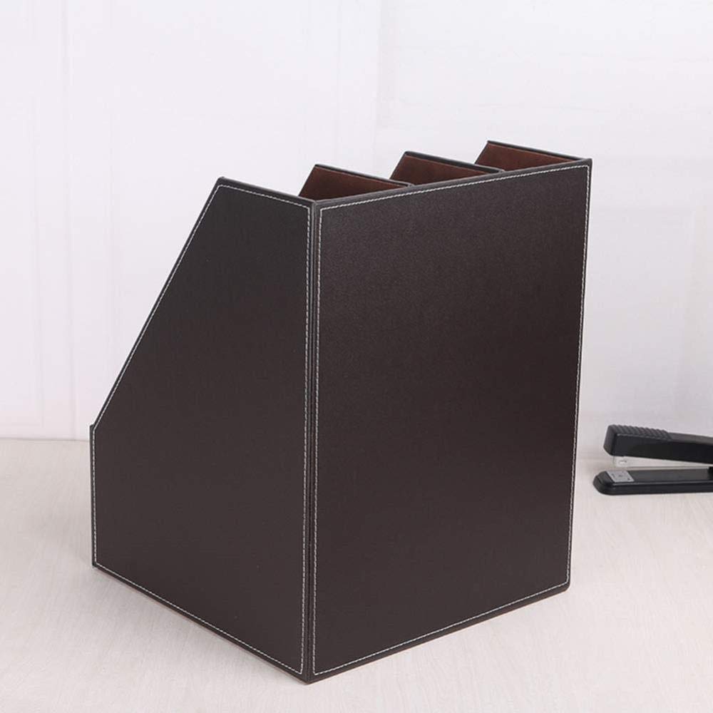 Ripiano portaoggetti per selezionatore di Libri, Organizer per File da scrivania in Filo Verticale a 3 Slot Organizer da scrivania Sintetico Multifunzionale, (Marrone)