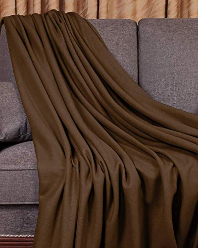 Image of 220 GSM Polar Fleece Single Bed Lightweight Plain Blanket for All Season Travel & Camping, 60x90Inch, Coffee