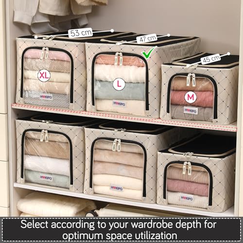 Image of HOKIPO 600D Oxford Fabric Cloth Organizer for Storage, Ivory Noir - Large Pack of 1 (AR-6489-BLK)