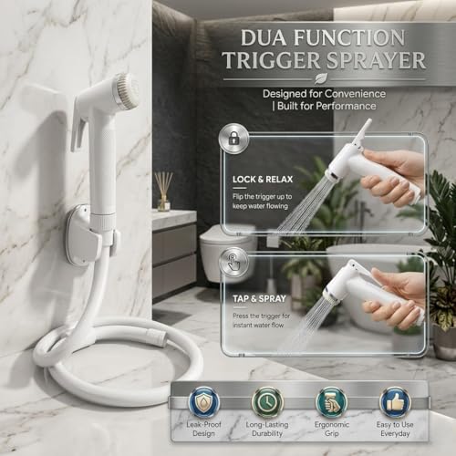 Image of Handheld Bidet Sprayer for Toilet with Hose & Wall Holder | ABS Jet Spray for Bathroom Cleaning,Shower & Hair Care, Pet Wash & Feminine Hygiene