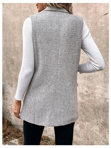 GORGLITTER Women's Sleeveless Long Blazer Vest Open Front Tweed Business Work Fall Trendy 2025 Jacket Cardigan Coat2