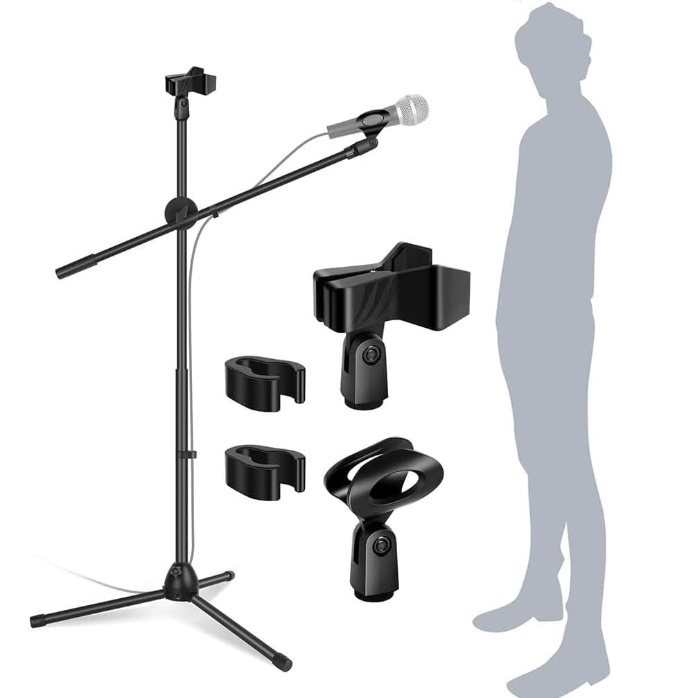 Amazon Brand - Solimo Mic Stand with Boom Arm & Stable Tripod Base Professional Mic Stand Universal Clip Holder Ideal for Podcasting Singing Studio & Stage Performance-picture-17