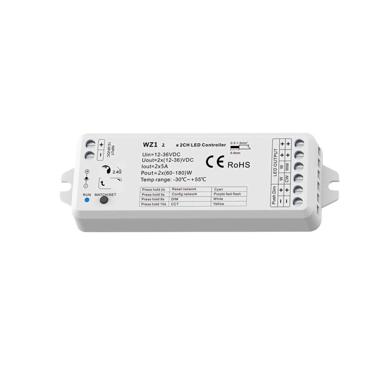 Variateur LED Interrupteur 12V 24V 36V DC contrôleur de bande lumineuse CCT WZ1